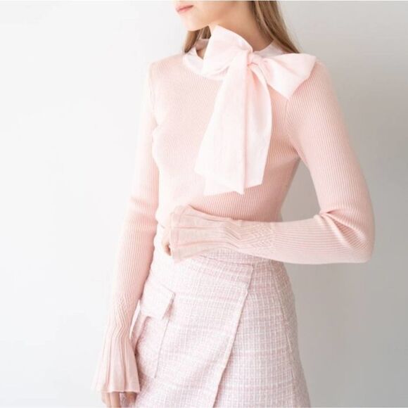 Nancy Pink Dust Sparkle Sweater Size  Large Bow NEW - Picture 5 of 9